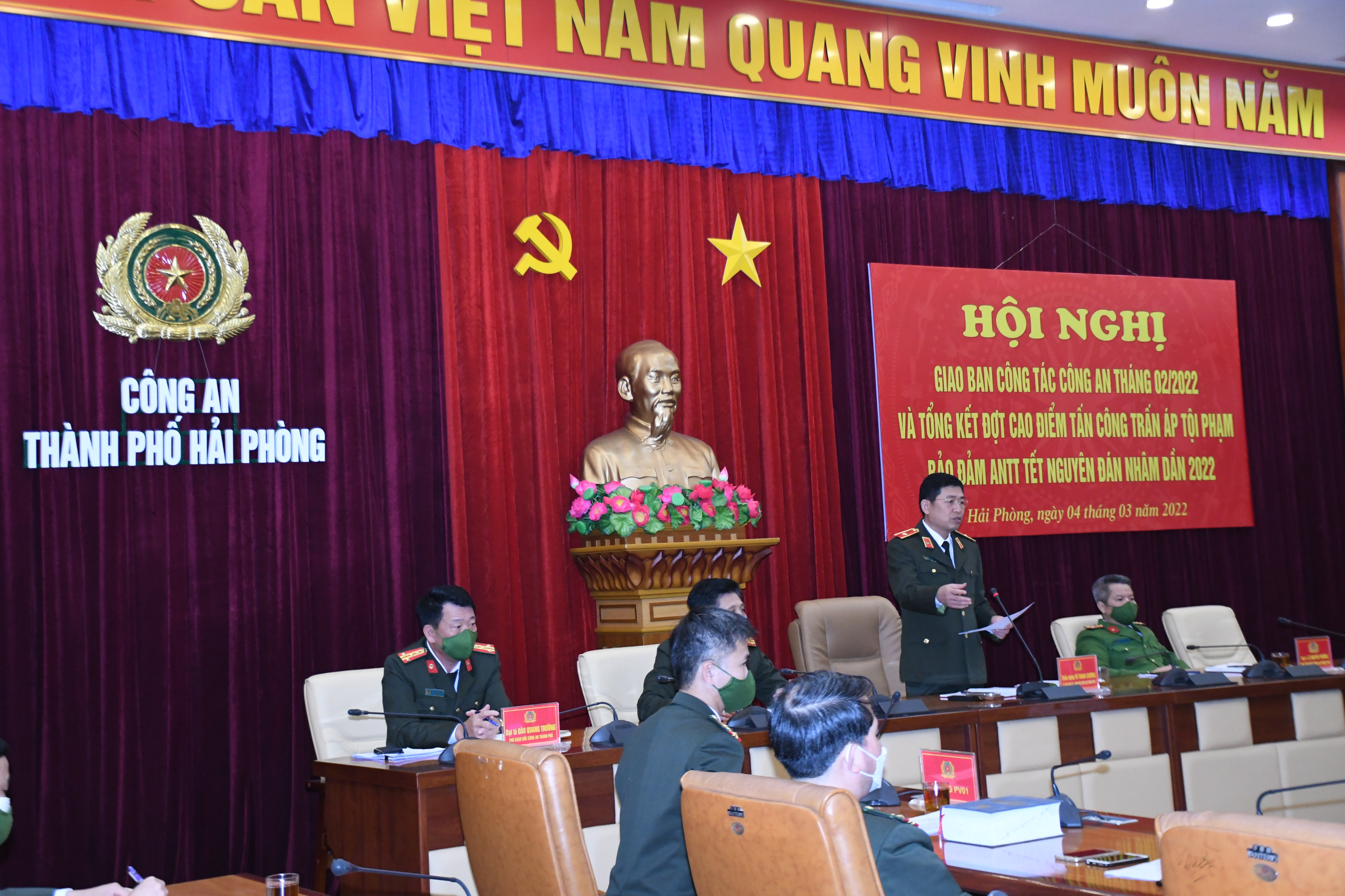 Giao ban công tác Công an tháng 2 năm 2022 và tổng kết đợt cao điểm tấn công, trấn áp tội phạm bảo vệ ANTT tết nguyên đán Nhâm Dần